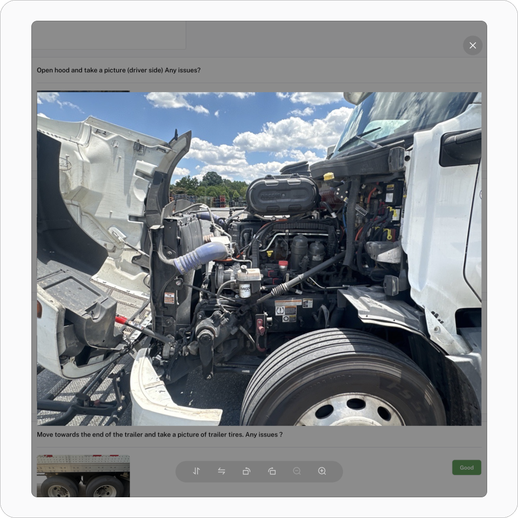 Photo PTI and DVIR feature on RaiseDash. Photo based Pre-Trip inspection.