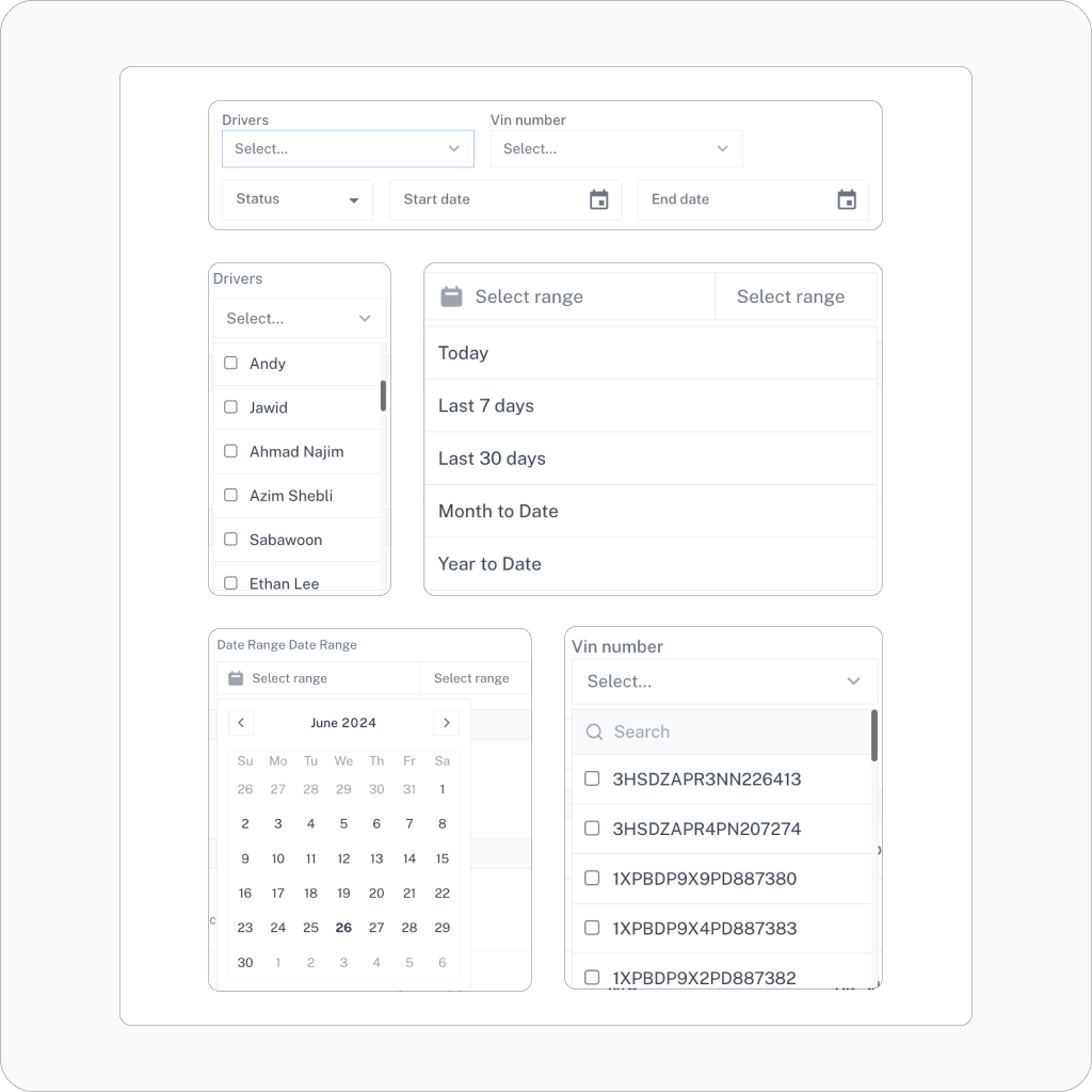 Advanced filters feature on RaiseDash app (PTI, DVIR)
